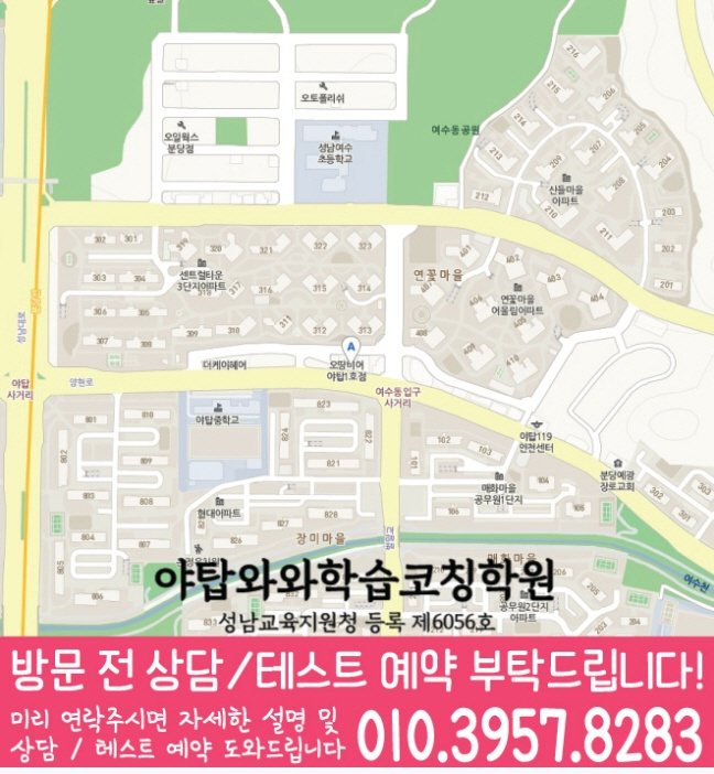 야탑동 전문학원 지도
