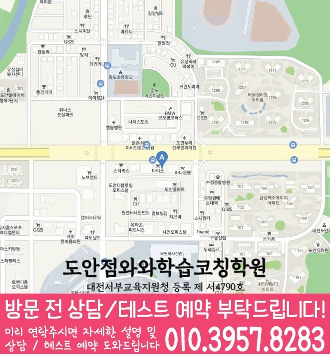 도안동 전문학원 지도